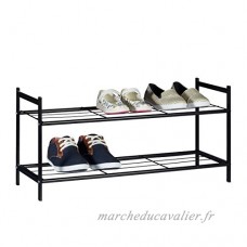 Relaxdays Meuble à chaussures SANDRA avec 2 étages étagère en métal HxlxP: 33 5 x 69 5 x 26 cm pour 6 paires commode avec poignées noir - B01N5ATLDX