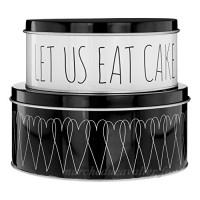 Premier Housewares Heartlines Boîtes à gâteaux  EN ACIER galvanisé  Noir/blanc  Lot de 2 - B071FB8QPM
