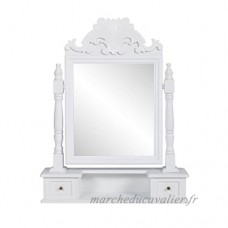 Lingjiushopping Table Make Up Style Classique avec miroir oscillant blanc Couleur : Blanc Coiffeuse - B07CH3VHZH
