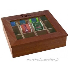 APS Grande boîte à thé avec 12 compartiments env.30 x 28 cm  hauteur 9 cm  rouge-brun  boîte en bois avec fenêtre en acrylique. - B005697IWS