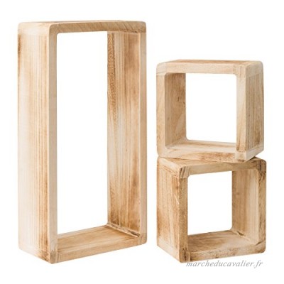 Ensemble de 3 Etagères étagère étagères pendaison de bois naturel clare cube design clair (Cod. 0-1467) - B018E4A2D8