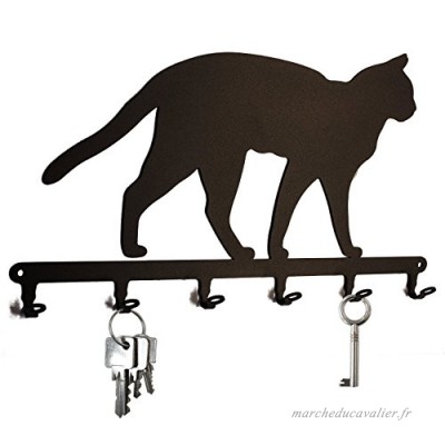 Crochets porte-clés * Siam Cat * - Chat Siamois - bande clé chat - 6 crochets - Tableau des clés - acier - noir - B01MCXYYU6