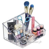 mDesign organiseur de maquillage – boîte de rangement pratique pour cosmétiques – 6 compartiments pour vernis à ongles  fond de teint etc. – rangement de maquillage parfait – transparent - B01BLR607C