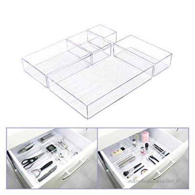 Ulinek Organiseur Lot de 5 tiroirs Set  organiseur cosmétique  kommoden Organiseur de rangement  Garantie à Vie  transparent - B06XX8LY48
