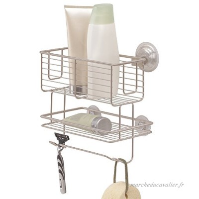 Panier de salle de bain mDesign  à ventouse  pour shampooing  revitalisant  savon - Combo  Satin - B01A4SHYTW