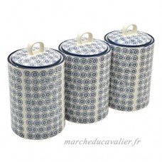 Boîtes à thé/café/sucre en porcelaine ornées de motifs - imprimé fleur bleue - lot de 3 - B01M0B6QW2