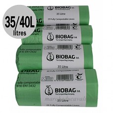 35/40 litres-Lot de 100 sacs compostables Biobag Lot de sacs à Compost de cuisine - 35/40L EN 13432–Biobags sacs poubelle avec Guide de Compost - B0084FZRI8