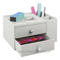 mDesign coffre de rangement avec 2 tiroirs – organiseur de produits cosmétiques idéal – boîte-tiroir empilable pour l’armoire ou la coiffeuse de salle de bain – couleur : gris clair - B01E4GJZYC