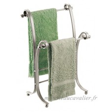 mDesign porte-serviettes pratique – support à serviettes moderne sans perçage – organiseur de salle de bain polyvalent pour petites serviettes  idéal pour lavabo – inoxydable  en argent - B01JJCNL8W