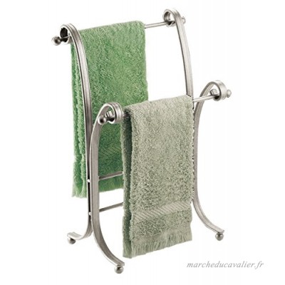 mDesign porte-serviettes pratique – support à serviettes moderne sans perçage – organiseur de salle de bain polyvalent pour petites serviettes  idéal pour lavabo – inoxydable  en argent - B01JJCNL8W