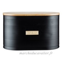 Typhoon Living Boîte à pain avec couvercle en bambou  Acier  Noir  34 x 19.5 x 20.6 cm - B078SC6QHX