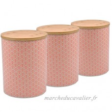Géométriques Porcelaine Biscuit Barrel Patterned / Canister - Corail / Orange - Lot de 3 - B07B8M3H12