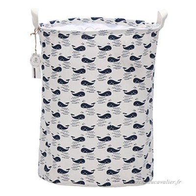 Sea Team Folding Cylindric Waterproof Coating Canvas Fabric Laundry Hamper Storage Basket with Drawstring Cover  Whale by Sea Team - B01G8Q4MBM