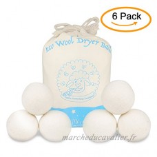 POWER BRIGHT Boules de Sèche-Laine 6 Pack de Balles de Séchage Tumble Bio Réutilisable de Qualité Supérieure Bio Essuie-Tout Naturel Adoucissant & Anti-Statique (7cm) (Blanc) - B0792V81CN