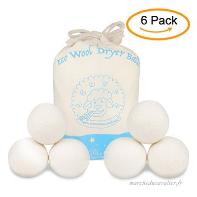 POWER BRIGHT Boules de Sèche-Laine 6 Pack de Balles de Séchage Tumble Bio Réutilisable de Qualité Supérieure Bio Essuie-Tout Naturel Adoucissant & Anti-Statique (7cm) (Blanc) - B0792V81CN
