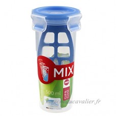 Emsa 508555 Boîte alimentaire shaker avec couvercle  0.5 Litre  Transparent/bleu  Clip & Close - B004QGXKOM