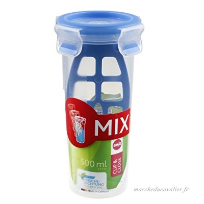 Emsa 508555 Boîte alimentaire shaker avec couvercle  0.5 Litre  Transparent/bleu  Clip & Close - B004QGXKOM