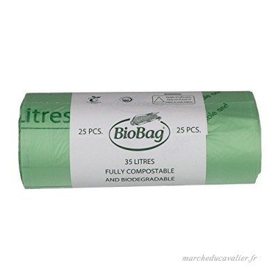 All-Green Biobag 35/40 L compostables Sacs poubelle déchets alimentaires avec guide de compost  Lot de 25 - B0084G0GFG
