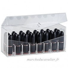 Beautify Boîte de Rangement 24 Rouges à Lèvres avec Couvercle - Transparente Acrylique - B01KTL0XXS