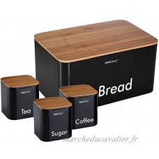 Kinghoff Lot de 4 boîtes de conservation pour pain/thé/café/sucre - idéal pour la cuisine - B01N1QI0NJ