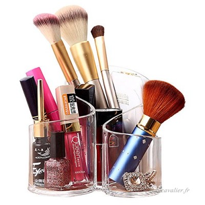 Acelectronic® Organisateur de Maquillage – 3 espaces Coton-Pad Distributeur Boîte de Rangement en Acrylique cosmétiques Organisateur pour Pinceaux à Maquillage - B07BT61ZCD