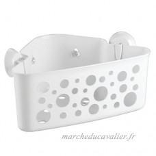 InterDesign Bubblz panier de douche à ventouses pour shampooings  etc  étagère d'angle verrouillable en plastique pour douche ou baignoire  blanc - B01AV0VTIU