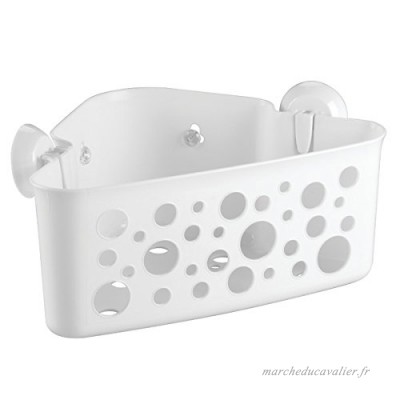InterDesign Bubblz panier de douche à ventouses pour shampooings  etc  étagère d'angle verrouillable en plastique pour douche ou baignoire  blanc - B01AV0VTIU