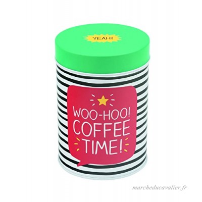 Happy Jackson Boîte ronde – Noir et blanc à rayures woo- Ho. Coffee Time. – Fun Boîte à café/cuisine Boîte de rangement - B01C469QSO
