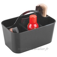 mDesign caisse pour nettoyants de chaussures noire – boîte à cirage avec 4 compartiments – boîte de rangement en plastique solide – avec poignée – 15 24 cm x 24 4 cm x 17 1 cm - B01M597W30