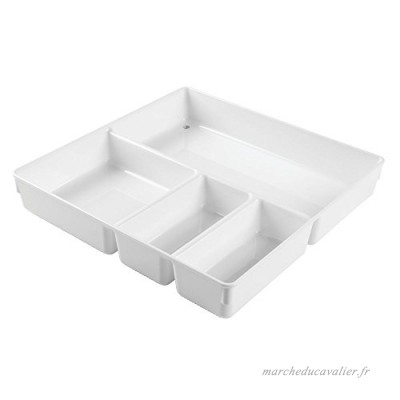 InterDesign Linus Boite Stockage pour tiroir  Très Grand bac Plastique pour Couverts et Autres Accessoires  Blanc - B01N2KAT0O