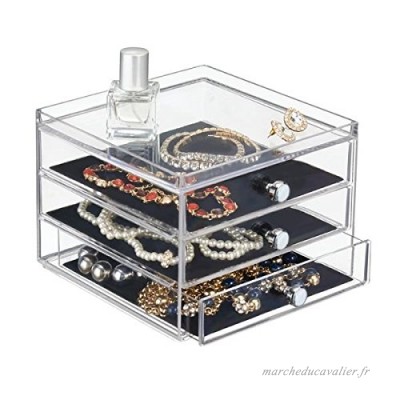 mDesign armoire à tiroirs – la boîte de rangement à trois tiroirs – utilisable par exemple comme organisateur de bijoux intelligent - B0160B0BHY
