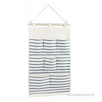 Tandi Linen/Cotton Fabric Wall Door Closet Hanging Storage Bag Case 8 Pockets Home Organizer Blue Strips by Tandi - B0105FMWLY