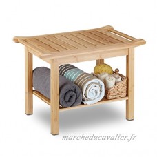 Relaxdays Tabouret de salle de bain en bambou banc nature bois compartiment meuble HxlxP: 45 x 66 x 40 cm  nature - B0711RSLVH