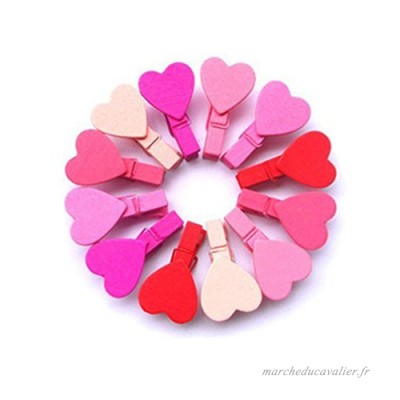 jakerbing 12st Mini Coeur Amour Wooden Papier Photo bois Pince Pinces décoratives Pince à linge bois - B075L75ML7