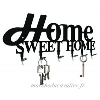 Crochets porte-clés * Home Sweet Home - design * - 6 crochets - Tableau des clés - acier - noir - B06WD6GMRV
