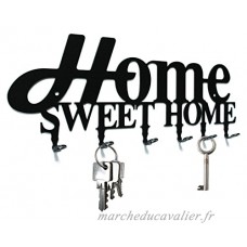 Crochets porte-clés * Home Sweet Home - design * - 6 crochets - Tableau des clés - acier - noir - B06WD6GMRV