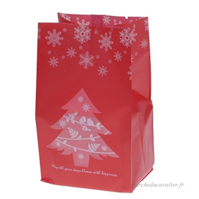 GGG 50Pcs sacs à bonbons de noël Pochette Sachet pour Bonbon Biscuit Chocolat Friandise Sucreries Sacs de Cadeaux pour Noël Mariage Anniversaire Partie - Rouge - B076ZQV188