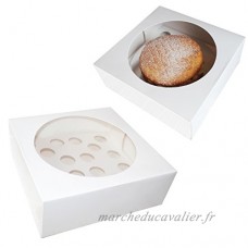 Kurtzy Cupcake Box - Cupcake Boîte 5 Pcs - Emballage Pâtisserie pour 1 Gâteau ou 20 Petit Cupcakes - Large Boîte à Muffins 28 5cm x 28 5cm avec Fenêtre Transparente - Boite pour Gâteau Jetable - B00XC566PI