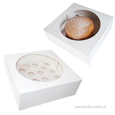 Kurtzy Cupcake Box - Cupcake Boîte 5 Pcs - Emballage Pâtisserie pour 1 Gâteau ou 20 Petit Cupcakes - Large Boîte à Muffins 28 5cm x 28 5cm avec Fenêtre Transparente - Boite pour Gâteau Jetable - B00XC566PI
