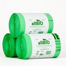 allBIO Lot de 150 Sacs poubelle 6 litres compostables pour déchets de cuisine - B01LNK9EES