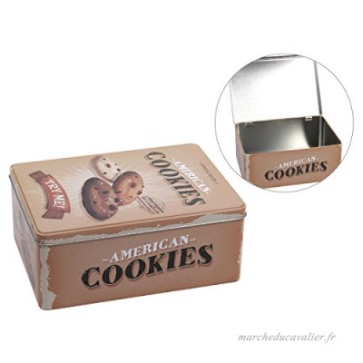 Boîte à gâteaux  biscuits  bonbons  macarons amuse-bouches d'apéro de rangement en métal rectangulaire  couvercle à charnière 22 x 16 x 9 cm L'intérieur et l'extérieur de la boîte en métal  choisir:101946 Cookies - B077K5YSM5