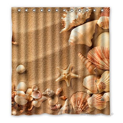 Plage coquillages étoile de mer Impression numérique de l'image Polyester imperméable rideau de douche 66"x72" (167cm x 183cm) - B01D4FHD3O