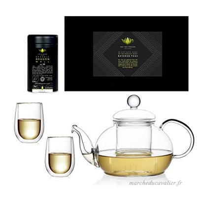 The Tea Makers of London Coffret cadeau avec théière en verre et thé vert Dragon Well Lung Ching bio 100 g - B009JRUGHW