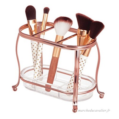 mDesign rangement cosmétiques – support pour pinceaux maquillage moderne pour la salle de bain – porte pinceaux élégant en métal inoxydable – or rose - B06ZXS6SKJ