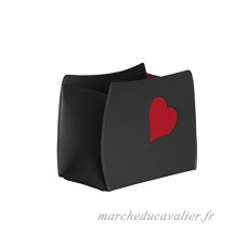 BEATRICE: porte-revues en cuir couleur Noir  coeur rouge  porte journaux  sac de rangement  range-revues made in Italy by Limac Design®. - B075HJB82Z