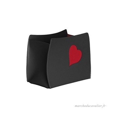 BEATRICE: porte-revues en cuir couleur Noir  coeur rouge  porte journaux  sac de rangement  range-revues made in Italy by Limac Design®. - B075HJB82Z