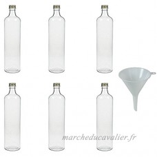 Viva Haushaltswaren Lot de 6 bouteilles en verre avec bouchon à vis 500ml avec entonnoir 7cm - B00DGQ7B2U