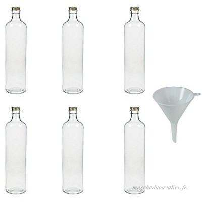 Viva Haushaltswaren Lot de 6 bouteilles en verre avec bouchon à vis 500ml avec entonnoir 7cm - B00DGQ7B2U