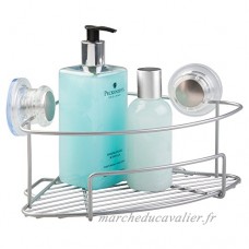 mDesign panier de douche avec ventouse  argenté – étagère d’angle pour shampoing  savons  rasoir etc. - Montage sans perceuse - B01KOPE9OS