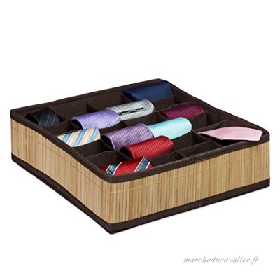 Relaxdays Boîte à cravates de rangement pliable design bambou organiseur de tiroir sous-vêtements chaussettes 24 emplacements nature - B06XPL4VLZ